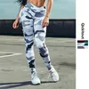 Ins Fashion Leggings d'entraînement pour femmes taille haute Push Up Legging Camouflage imprimé femme pantalon de fitness pantalon décontracté 211204