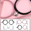 40 stks / 20 set magnetische armband rvs hart hanger charm paar armbanden voor minnaar vriend mannen vrouwen vlecht touw armbanden