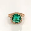 Emerald Green Quartz Diamond Model Silver Ring