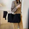Einkaufstaschen Frauen Mode Leinwand Schulter Koreanische Designer Marke Umhängetasche Trendy Messenger Große Kapazität Handtasche Tote 220307