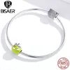 BISAER Noix de coco Boissons Lunettes de soleil Perles 925 Sterling Silver Green Email Charms Fit Bracelet Collier Bijoux D'été ECC1528 Q0531