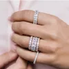 手作りバンドリングフィンガー925スターリングシルバーオーバルシミュレートダイヤモンドの結婚式の婚約カクテル女性宝石リングジュエリー