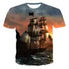 Herren-T-Shirts, Sommer, natürliche Landschaft, Palme, Grafik-T-Shirts für Männer, modisches 3D-Sternenhimmel-Druck-T-Shirt, lässig, O-Ausschnitt, kurze Ärmel