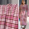 Wit Waxberry Pink Houndstooth Tweed Wollen 100% Wol Stoffen Materialen Dames Jas Overjas Naaiende Doek Tailor Freeshipping