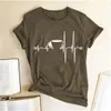 HeartBeat EKG T-shirts Kvinnor Koppar Tryckt Kortärmad Tshirts Harajuku Ulzzang Tumblr Grafisk Tees Shirt Femme Hot 2020 Kläder X0628