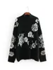 Kadın Sweaters Kadın Pullu Çiçek Örme Kazak Gevşek Yavurucu Pullar Boncuk Kazaklar Kış Kalın Siyah Üstler Blusas Mujer De Mo