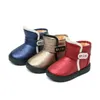 Bottes de neige chaudes d'hiver chaussures filles imperméables en caoutchouc PU bottines courtes champagne enfants chaussures rembourrées enfants 5.5-13.5 210713