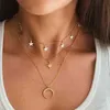 17km MultiLayer Crystal Moon Halsband Pendants För Kvinnor Vintage Charm Guld Choker Halsband 2020 Bohemian Smycken Partihandel G1206