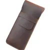 Handmade Genuine Leather Pencil Bag Cowhide Fountain Pen Case Holder,Retro Pens Pouch Protective Sleeve Cover 907 B3