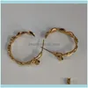 Jewelrygold Farbe hängende Ohrringe Blatt Design Hoop Charm Kupfer Material Messing Damen Schmuck Accessoires für Hochzeitsgeschenke Hie Drop Delive