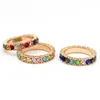 Konstgjord Diamant Studded Colorful Ring European And American Fashion Full Rhinestone Gold Rings