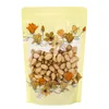 100 stks stand-up bloem afdrukken huisdier plastic ritser lock tas met venster-waterdichte walnoten verpakking pouch, hersluitbare rijst / zoutzak