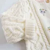 Autumn Winter Baby Girls Embroider Cardigan Coat 1-8Yrs Children Clothing Knitted Kids 211204