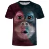 Nieuwe Fancy T-shirt Custom onder 100 mannen te koop dier 3D-printen Monkey Face Digital Gedrukt T-shirts T-shirts