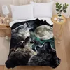 TOP QUAILTY 3D Deken Wolf Dier Blauw zwart Design Paard Zachte Worm voor Bedden Bank Plaid Stof Airconditioning Travel2749