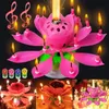 Bolo de aniversário música velas girando flor de lótus festival de natal música decorativa festa de casamento decorat qylXyV2208187