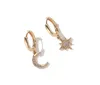 S2048 Fashion Jewelry Asymmetry Cute Rhinstone Star Moon Earrings Dingle Earring6899800