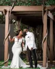 2021 Plus Size Mermaid Wedding Dresses Bridal Gown with 3D Floral Applique Long Sleeves Beaded Pearl Sheer Neck Bateau Custom Made vestidos de novia