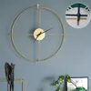 Moderne 3D Grote Retro Zwart Ijzer Ronde Art Hollow Metal Wall Clock Nordic Style Rals Clock Woondecoratie 210724