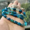 Fios de miçangas tasbih azul natural ágata de pedra islâmica homem misbaha bracelete rosário bead 2022 jóias árabes presentes de moda muçulmana eid adha fa fa fa fa fa
