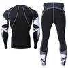 Odzież męska Zimowa Pierwsza Warstwa Fitness Długie Johns Ciepłe koszulki Legginsy 3 sztuki Dres Mężczyźni Thermal Bielizna Plus Size Set 211105