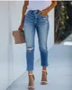Проблемные джинсы женщины стиль женщины высокая талия узкие джинсы узкие женские брюки модная одежда плюс размер женщины джинсы ххххл