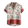 Casual shirts voor heren 2021 Fashion Ethnic Vintage Shirt Men Print Hawaiian Short Sleeve Mens Camisas Tops Druppel