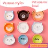 16 ulgi w kolorze Wąsy Zmęczenie Szerokie Cat Dish Non Swid Pet Dog Bowls Dla kotów Fox Bear Ceramiczne Naklejka Ręcznie Malowane Kitty Food Bowl