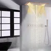 Brown Thermostatic Bathroom Shower Faucet Set 700X380 MM Waterfall Spray Bubble Rain Head With Handheld