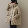 Johnature Kobiety Winter Parkas Zipper Solid Color Ciepłe Płaszcze Z Długim Rękawem Kieszenie Kobiet ubrania Dorywczo Vintage 211013