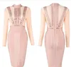 blush knee length dresses