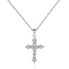 CZCITY 925 Sterling Sier Jewelry Women Cubic Zircon Pendant Necklace Exquisite Twisted Chain Cross Necklace