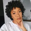 Perruques afro crépus bouclés pour les femmes noires cheveux humains brésiliens sans colle court sans perruque de dentelle