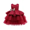 Classique 1er anniversaire infantile bébé fille robe paillettes arc filles Tutu robe de bal enfant en bas âge filles vêtements de mariage soirée princesse D4434255