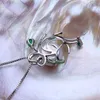 FENASY S925 Argento Sterling D'acqua Dolce Per Le Donne Gioielli Di Perle Dichiarazione Boho Foglia Collana Di Cristallo Di Smeraldo