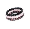 3pcs/set Natural Stone Handmade Beaded Strands Elastic Charm Bracelets For Women Girl Party Club Yoga Fashion Jewelry