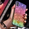 Étuis de téléphone en diamant pour iPhone 12 Pro Max 11 X Xs Xr 7/8 Plus Gradient Bling Glitter Couverture arrière de protection