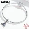 WOSTU 925 Sterling Silver Letter Alphabet A & M Flower Charm Fit Original Bracelet Pendant Beads Fashion Jewelry FIC1274 Q0531