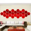 12 unids/set pegatinas de espejo de pared 3D pegatina extraíble de vinilo hexagonal