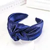 Ny lysande tyg Hårband vid sidan Huvudband Kvinnor Soft Center Knot Hår Hoop Casual Hair Tillbehör Turban Partihandel