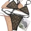 Sexy Triangle Beach Bra Set Classic Letters Lace Swimwear for Women Black Pink Tulle Embroidery Lingerie Underwear Split Bikinis