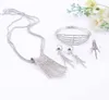 Wedding Jewelry Sets For Women Pendant Statement African Beads Crystal Silver Plated Necklace Earrings Bracelet Fine Ring H1022