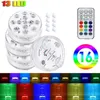 Bateria operada 10/13 LEDs RGB LED Partido Submersível Luz Subaquática Lâmpada Noite Jardim Piscina Luzes Para Vaso De Casamento Decorações De Boigas