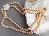 貝の花のファスナージュエリーのネックレスが付いている黄色の淡水真珠のネックレス19-20 "