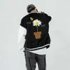 Suede Daisy Bee Towel Embroidery Baseball Jacket Autumn Harajuku Casual Streetwear Mens Hip Hop Fashion Loose Jackets Coats 210723