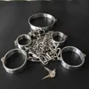 NXY SM Sex Adult Toy 3 Pz/set Manette Piede Polsini Collare Acciaio Inossidabile Slave Bondage Giocattoli Giochi per Adulti con Serratura Catena di Ritenuta per Donna1220