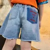 女の子のショーツ韓国の夏の緩い子供ジーンズのズボンの赤ん坊の綿の子供たち刺繍の手紙レジャーパンツ、＃5286 210723