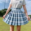 Harajuku Frau Röcke Hohe Taille Plaid Faltenrock Schule Mädchen Kawaii Cosplay Lolita Röcke für Frauen Japanischen Stil 210303