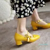 Robe chaussures printemps 2021 jaune Mary Jane épais talon laurie monocondia grand arc grande femme