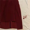 Grande taille automne hiver jupe en velours côtelé femmes Vintage vin rouge Midi jupes longues femme élastique taille haute une ligne jupe plissée 210310